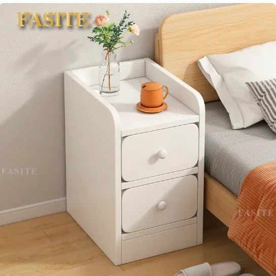 Nightstands 2 Drawers Storage Shelf, Modern End Tables Farmhouse Wood Bedside Table for Living Room and Bedroom Furniture