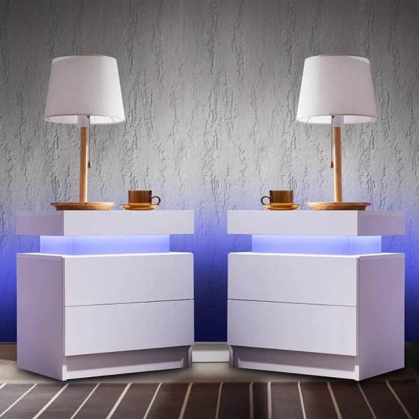 Side-Bed-Table-With-LED-Light-Bedside-Tables-for-the-Bedroom-Furniture-Generic-Nightstand-Set-of Side Bed Table With LED Light Bedside Tables for the Bedroom Furniture Generic Nightstand Set of 2 LED Nightstand With 2 Drawers