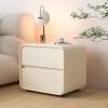 Simple Modern Solid Wood Leather Bedside Table Creative Light Luxury Bedroom Bedside Table Italian Simple Storage Cabinet 2024