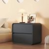 Simple Modern Solid Wood Leather Bedside Table Creative Light Luxury Bedroom Bedside Table Italian Simple Storage Cabinet 2024