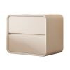 Simple Modern Solid Wood Leather Bedside Table Creative Light Luxury Bedroom Bedside Table Italian Simple Storage Cabinet 2024