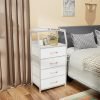 Tall 4 Drawers Dresser, Vertical Storage Tower for Bedroom,  Closet Organizer, Bedside Table , Wood Top, nightstand