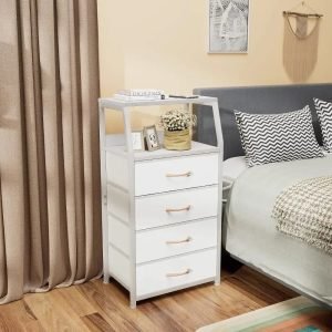 Tall-4-Drawers-Dresser-Vertical-Storage-Tower-for-Bedroom-Closet-Organizer-Bedside-Table-Wood-Top-nightstand Tall 4 Drawers Dresser, Vertical Storage Tower for Bedroom, Closet Organizer, Bedside Table , Wood Top, nightstand