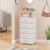 Tall 4 Drawers Dresser, Vertical Storage Tower for Bedroom,  Closet Organizer, Bedside Table , Wood Top, nightstand