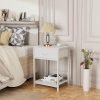 White Nightstands Set of 2, Small Spaces, 2 Tiers Storage Shelves End Table, Bedside Table for Living Room, Bedroom, Dorm