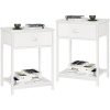 White Nightstands Set of 2, Small Spaces, 2 Tiers Storage Shelves End Table, Bedside Table for Living Room, Bedroom, Dorm