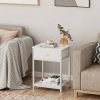 White Nightstands Set of 2, Small Spaces, 2 Tiers Storage Shelves End Table, Bedside Table for Living Room, Bedroom, Dorm