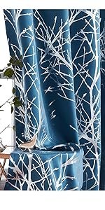 silver foil branch blackout curtains