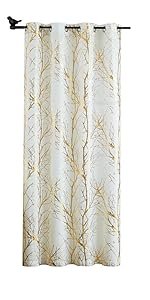 White Sheer Curtains Gold Branch Drapes