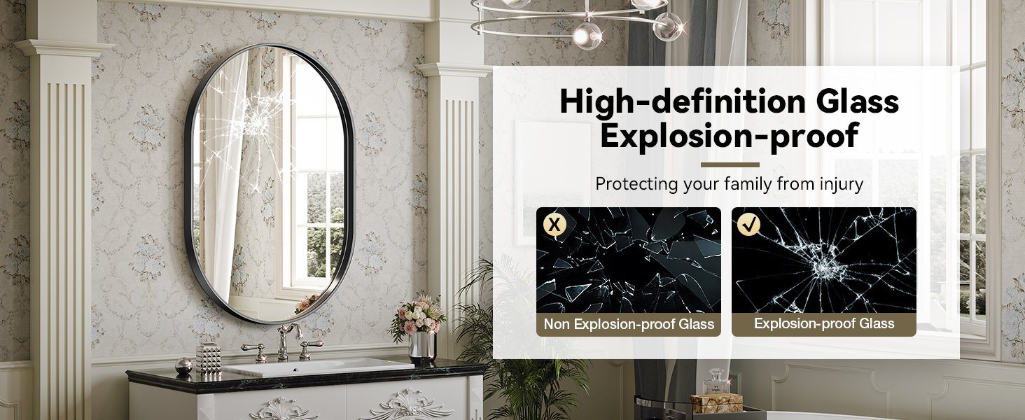 Explosion-proof Glass Oval Mirror