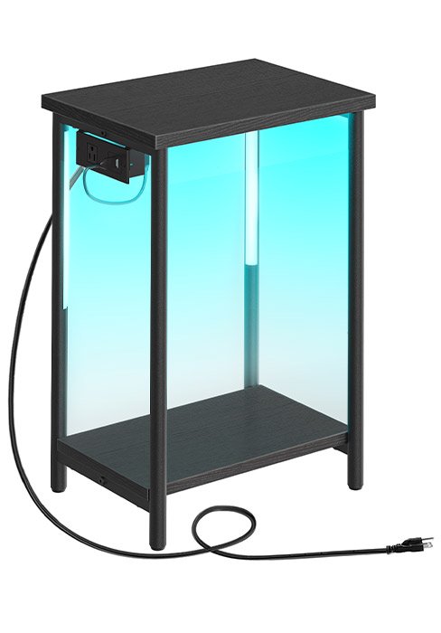 End Table with Charging Station, Small Side Table for Living Room, Bedroom