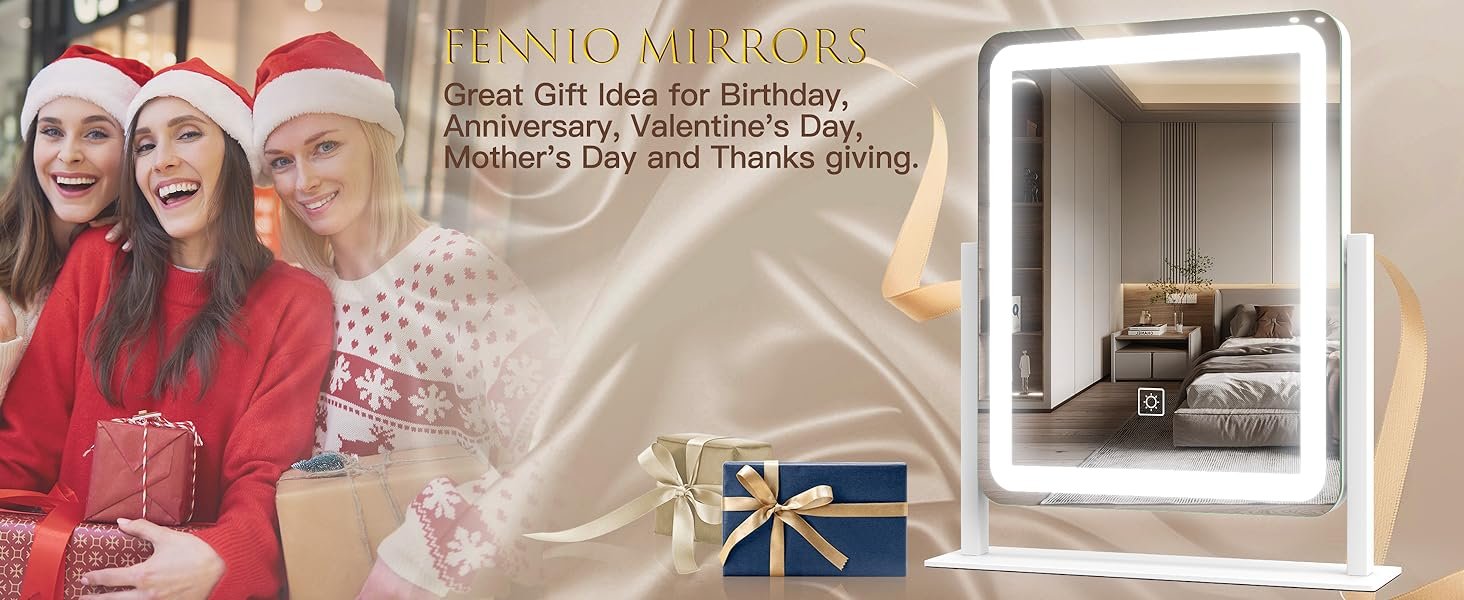 FENNIO Vanity Mirror with Lights LED Lighted Makeup Mirror, Large Makeup Mirror with Lights