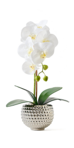 Artificial Orchids with Silver Vase