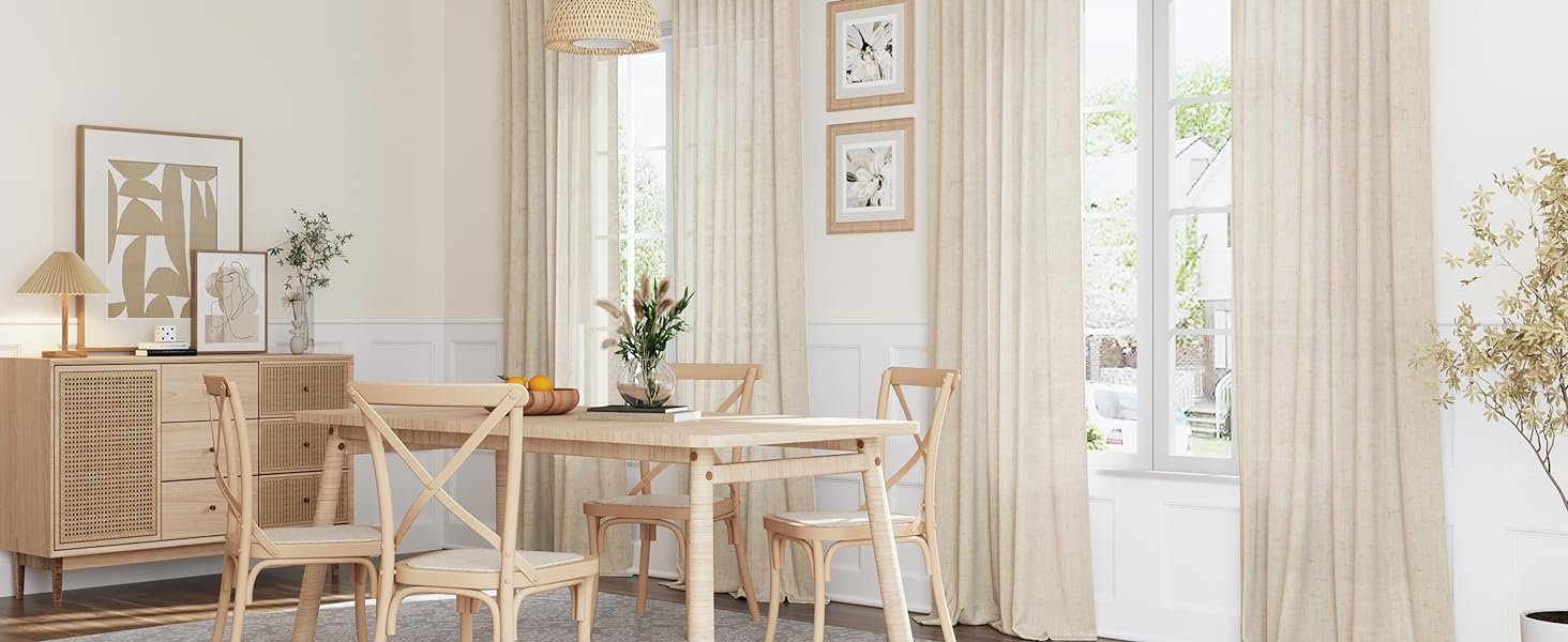 100% Blackout Curtains for Bedroom, Thermal Insulated Linen Blackout Curtains 96 Inch Length 2 Panels Set, Back Tab/Rod Pocket Room Darkening Curtains for Bedroom, Nursery -Oatmeal,W50 X L96