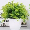 rtificial Potted Plants Mini Fake Plants in Pots, 4 Pack Medium Eucalyptus Potted Faux Decorative Grass Plant with White Plastic Pot for Home Decor, Indoor, Office, Desk, Table Decoration