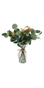 Artificial Eucalyptus Leaves in Glass Vase