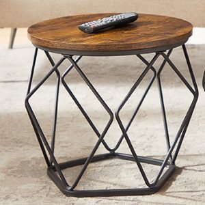 cf4540b1-80af-4877-887b-78256a98c5ec.__CR001464600_PT0_SX1464_V1___ Small Coffee Table Set of 2, Round Coffee Table with Steel Frame, Side End Table for Living Room, Bedroom, Office, Rustic Brown and Black