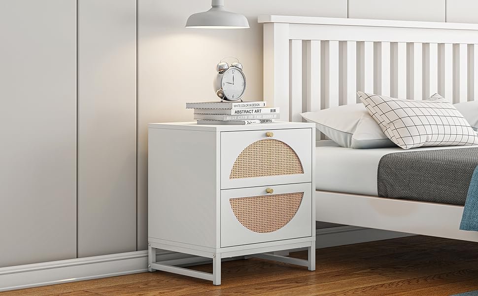 2 drawer rattan side table