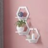 Wall-Mounted Decorative Hexagon Storage Rack PVC Floating Shelves Flower-Shaped Home Storage for Room Decor