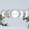61P332Eqd1L._AC_SL1500 5 Pieces Acrylic Mirror Wall Stickers Natural Wall Decor Self Adhesive Mirrors Stickers Moon Phase Mirror Bohemian Wall Decoration for Home Living Room Bathroom Bedroom Decor (20cm)