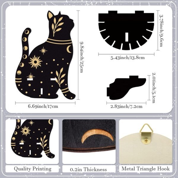 71-bzQt1Y1L._AC_SL1500 Cute Wall Shelf Wooden Crystal Shelf with 3 Crystals Stones Wall Mounted Crystal Display Shelf Decorative Crystal Wall Shelf Crystal Organizer Floating Shelves for Living Room Bathroom Decor (Cat)