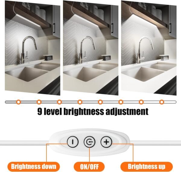 715M3AwnziL._AC_SL1500 LED Under Cabinet Lighting, Under Cabinet Lights with USB Powered Under Cabinet Lights for Closet Light Bar Under Counter Lighting Work Tables Student Dormitory (Include AC Power Plug)