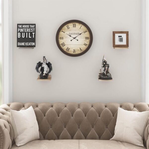 719V847NX4L._AC_SL1500 Fixwal Floating Shelves for Wall, Rustic Wood Small Wall Mounted Shelves for Bedroom, Living Room, Kitchen, Bathroom Decor, Set of 4, 5 x 5 Inches (Carbonized Black)