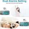 ALANAS Digital Alarm Clock with Dual Alarms, Mirror LED Bedroom Alarm Clocks for Kids, Adjustable Brightness, Snooze, 2 USB Ports for Cellphone Charging, 12/24 Hour Display.