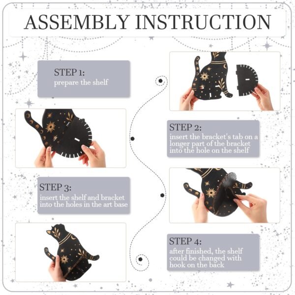 71ROzpA-ckL._AC_SL1500 Cute Wall Shelf Wooden Crystal Shelf with 3 Crystals Stones Wall Mounted Crystal Display Shelf Decorative Crystal Wall Shelf Crystal Organizer Floating Shelves for Living Room Bathroom Decor (Cat)