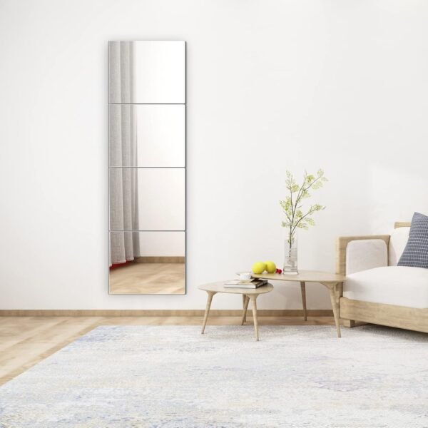 Full Length Wall Mirror Tiles,Glassless Mirror for Kids,Acrylic Extra Thick 1/8",40"x10" 4Pcs 10"x10",Shatterproof Frameless Mirror Wall Stickers.Apply Bedroom,Living Room,Door