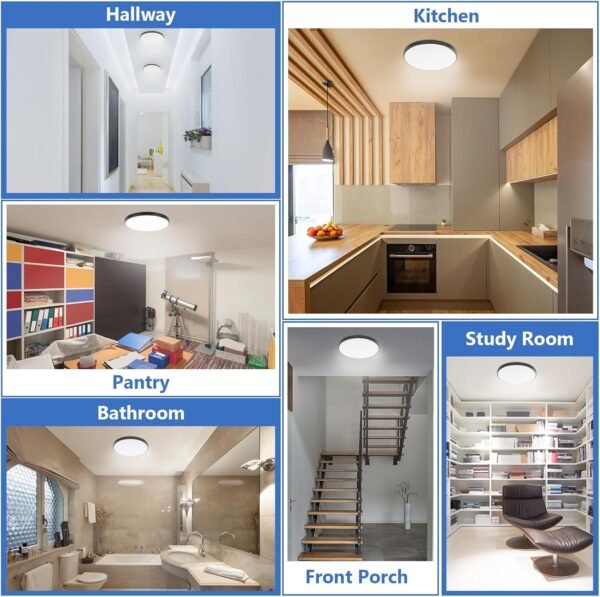 81HNJFr7KwL._AC_SL1500 24W Led Ceiling Light, 12 Inch Flush Mount Ceiling Light, 6500K Super Bright Light Fixture with 3000 Lumens for Bedroom, Living Room, Hallway, Dining Room, Study Room(White)