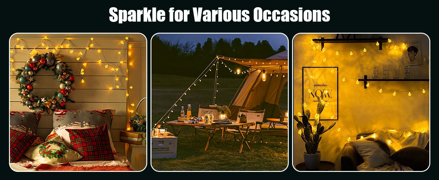 Minetom Battery Operated Crystal Globe String Lights